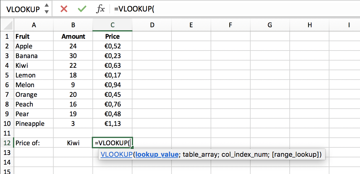 do a vloolup in excel for mac